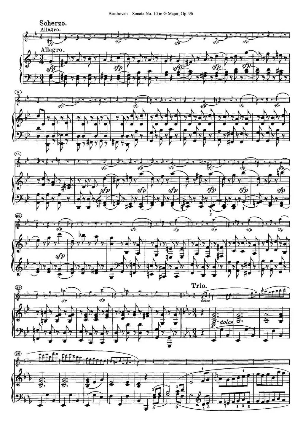 Violin Sonata No.10 in G Major Op.96（小提琴+钢琴伴奏）