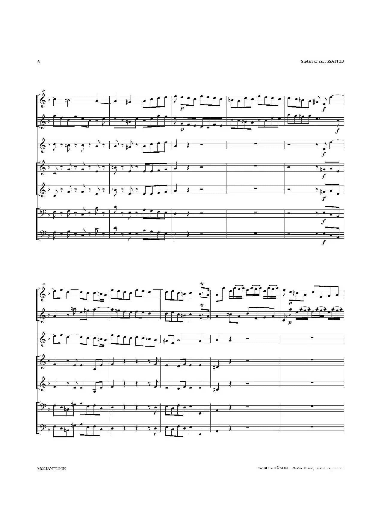 Water Music（HWV.348 No.1）（萨克斯合奏总谱）