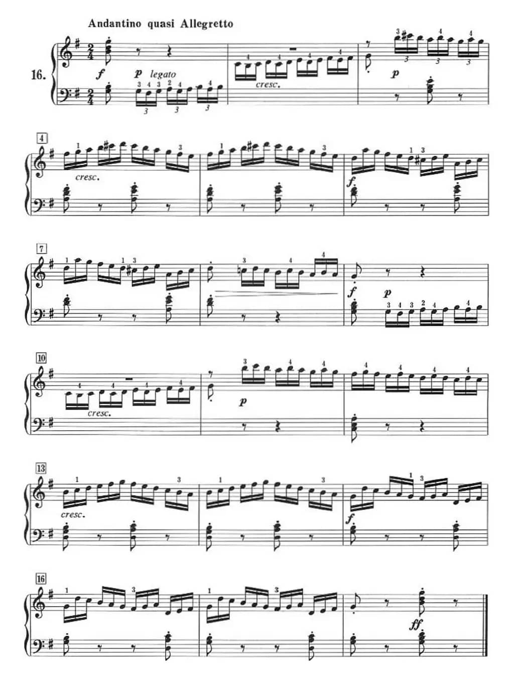 50首莱蒙钢琴练习曲 作品37（NO.16）