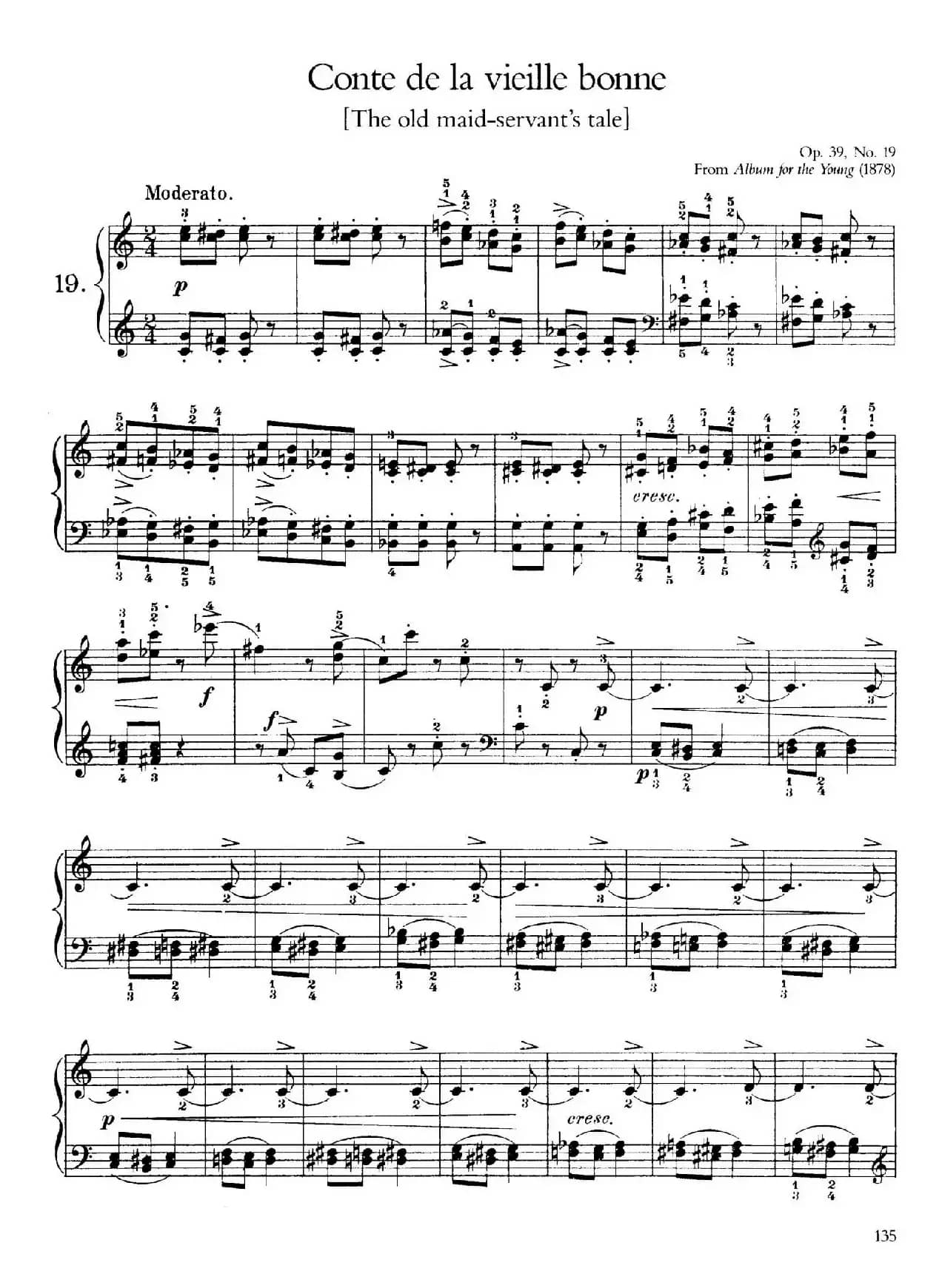 Album for the Young Op.39(儿童钢琴曲集)(19. 老保姆的故事 The Old Nurse's Tale)