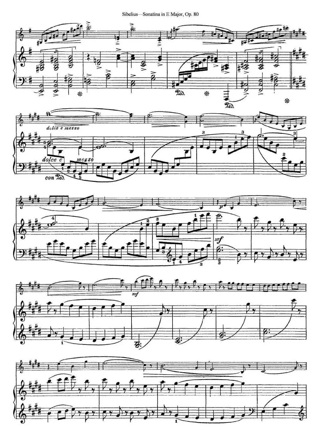 Violin Sonatina in E Major Op.80（小提琴+钢琴伴奏）