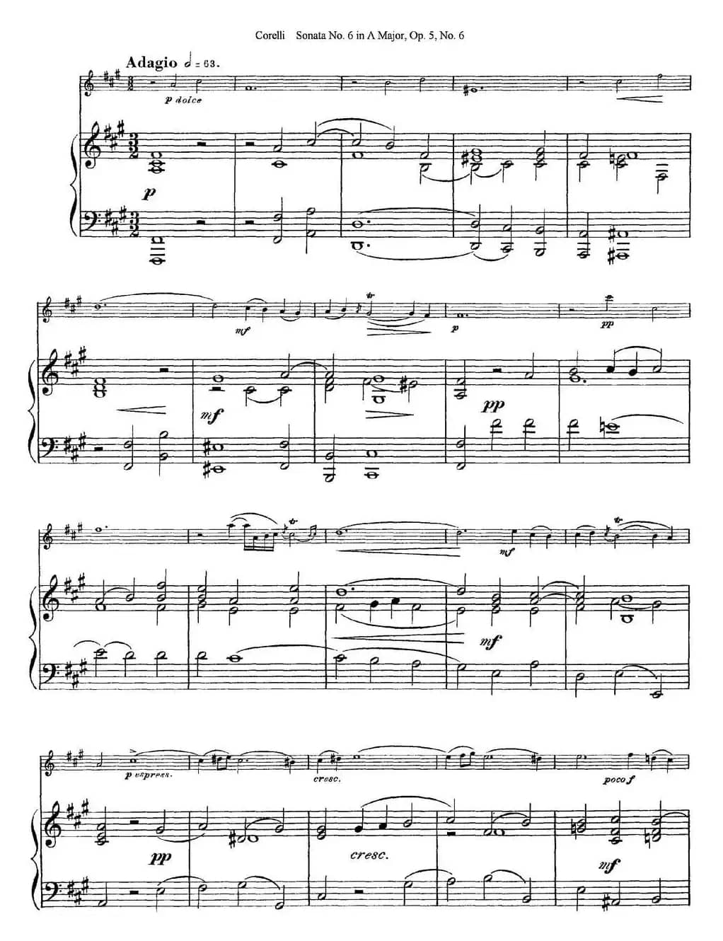 Sonata No.6 in A Major Op.5 No.6（小提琴+钢琴伴奏）