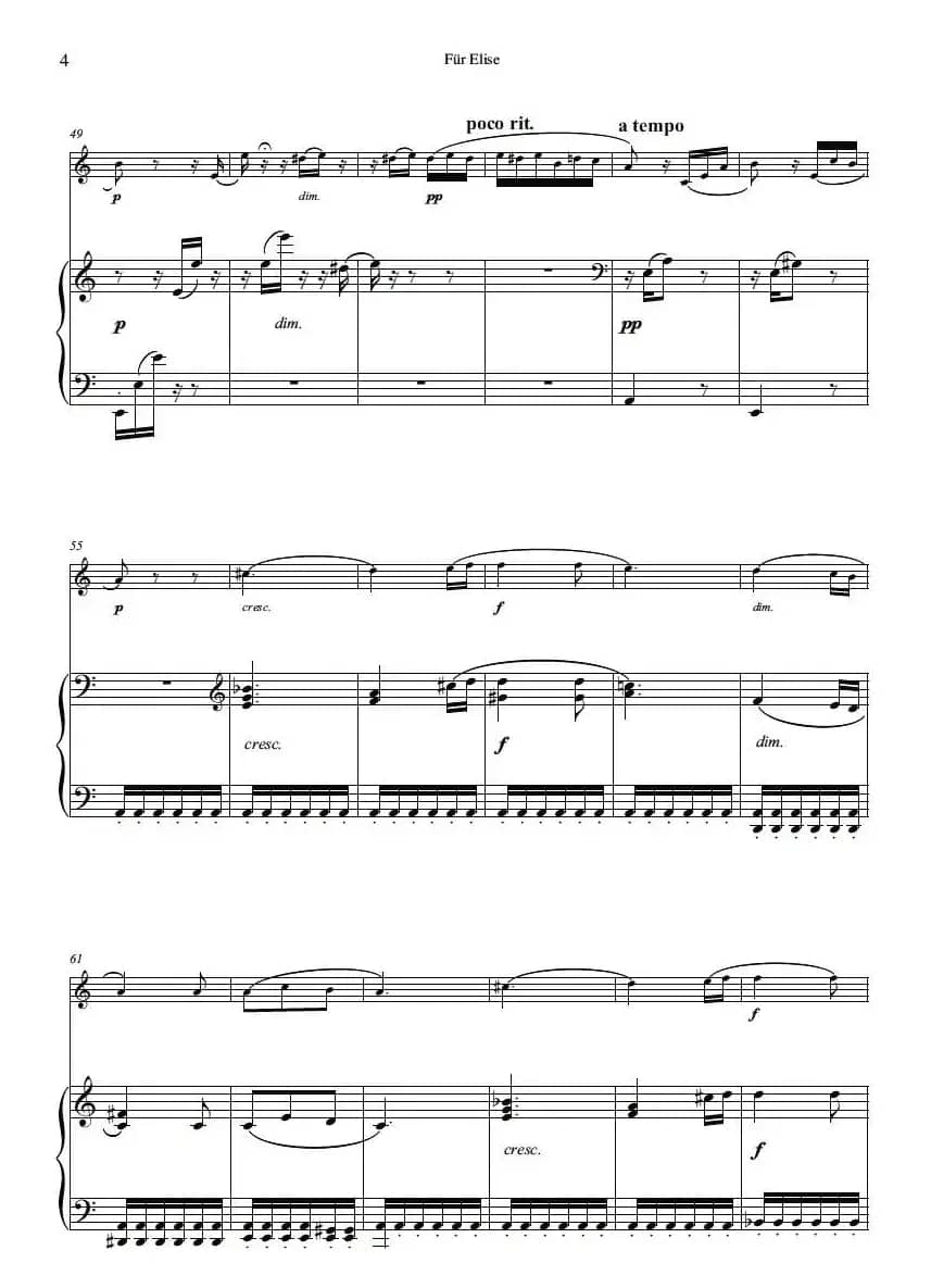 献给爱丽丝（小号独奏+钢琴伴奏谱）