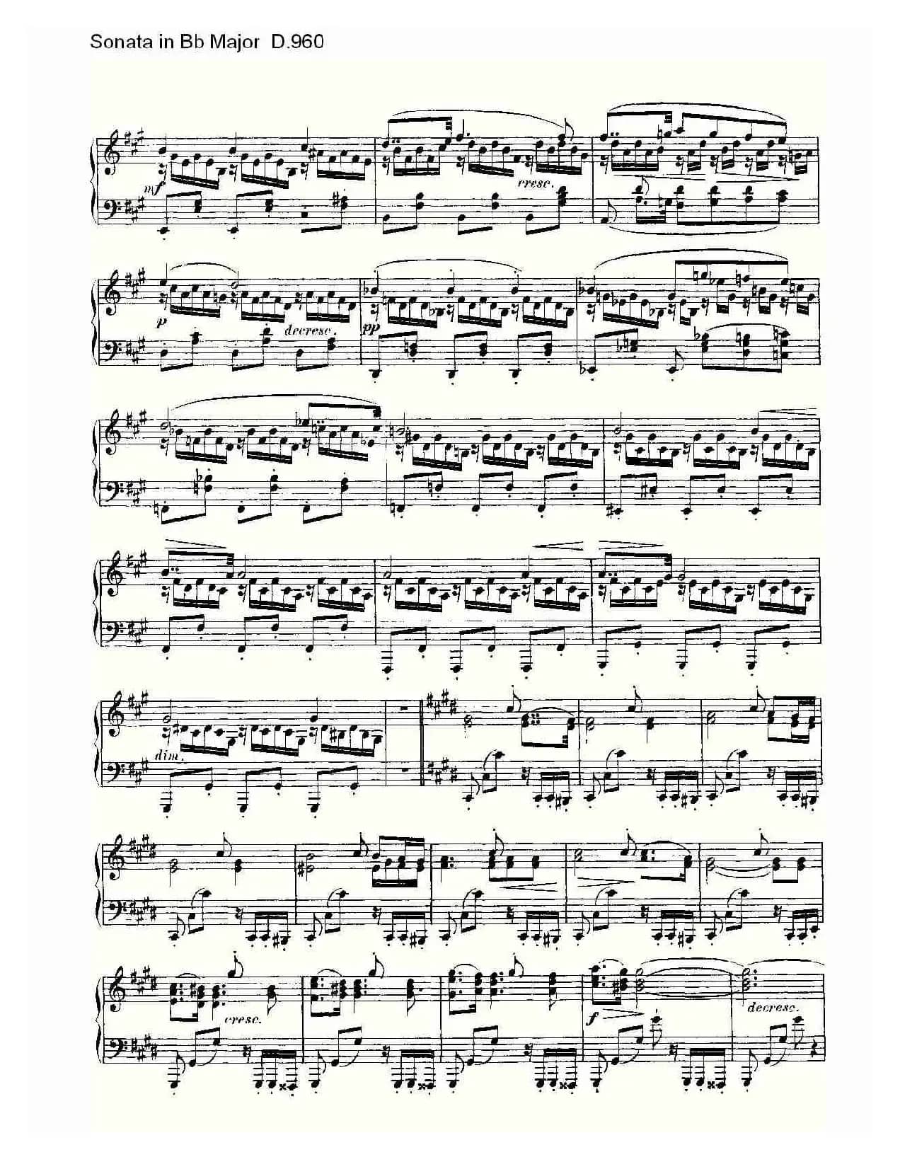 Sonata in Bb Major D.960（Bb大调奏鸣曲 D.960）