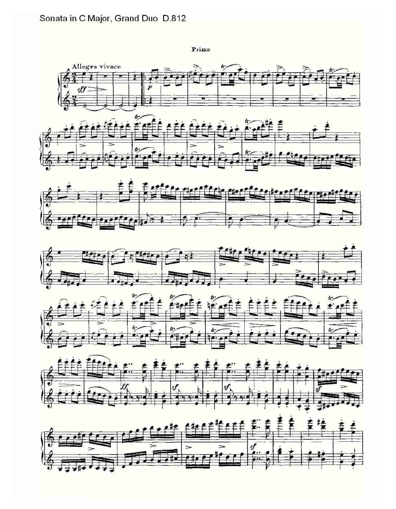 Sonata in C Major, Grand Duo D.812（Ｃ大调奏鸣曲，盛大的二重奏 ）