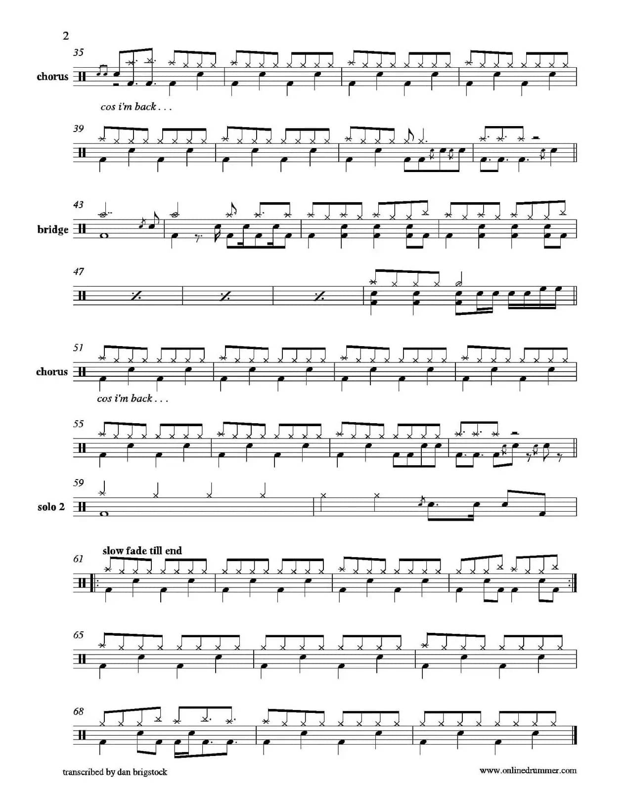 Back in Black（鼓谱）