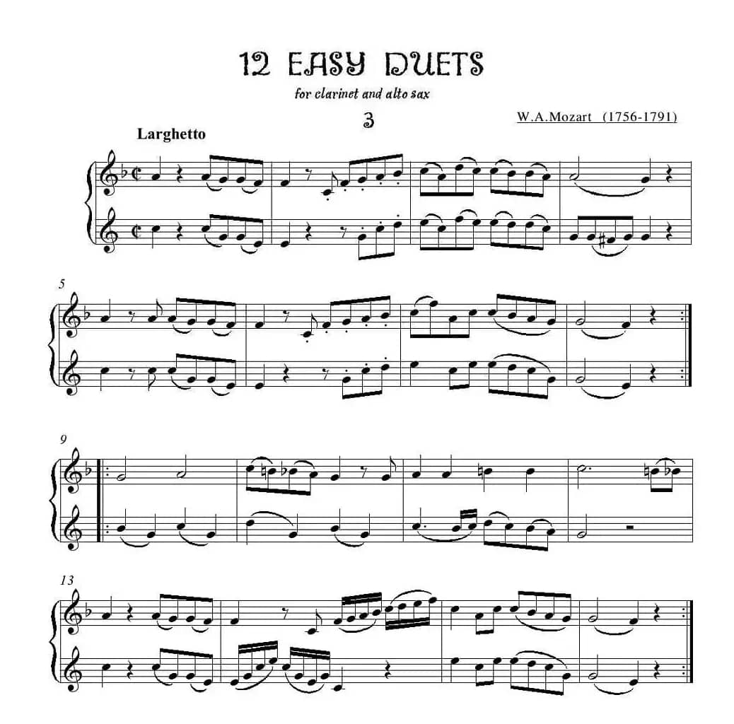 12首单簧管萨克斯重奏之三