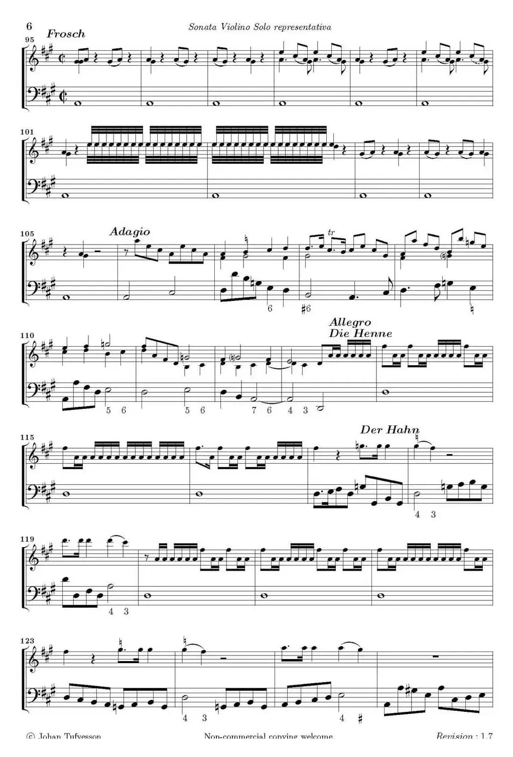 Sonata Violino Solo representativa（Violino+Basso Continuo）
