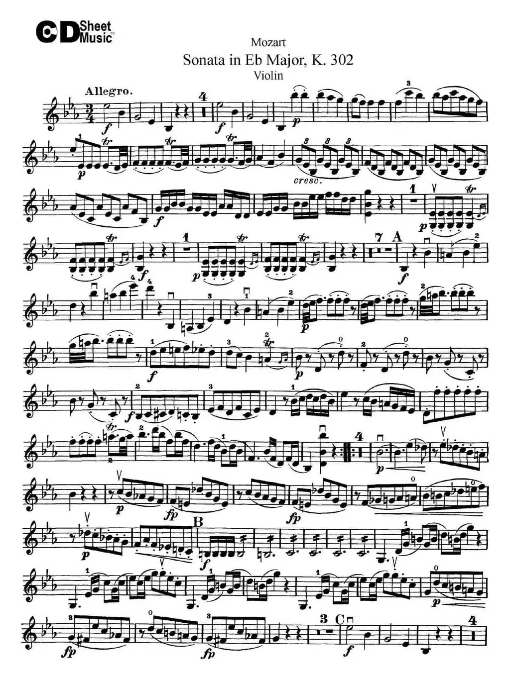 Violin Sonata in Eb Major K.302