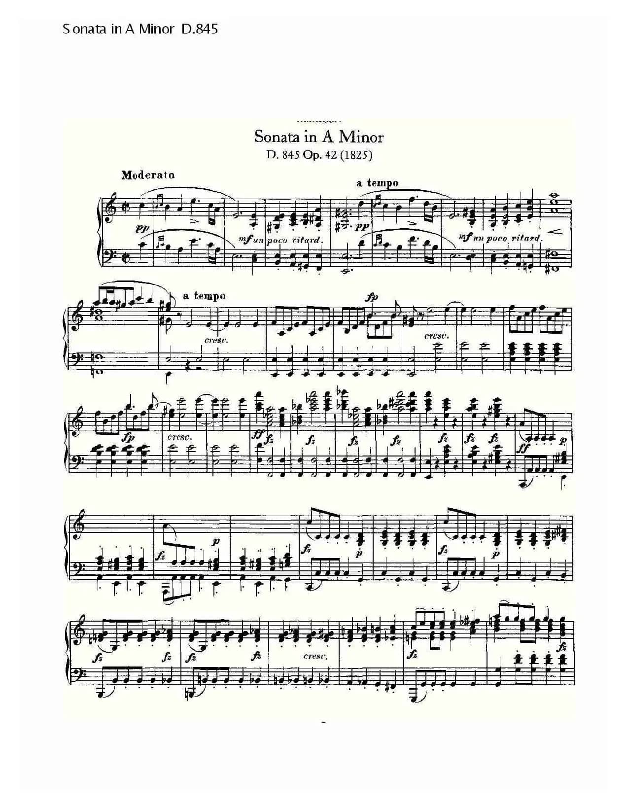 Sonata in A Minor D.845（A小调奏鸣曲 D.845）