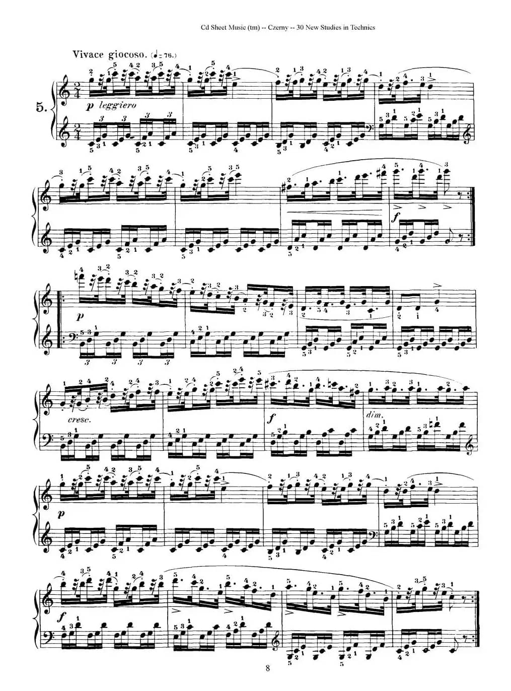Czerny - 30 New Studies - 5（车尔尼Op849 - 30首练习曲）