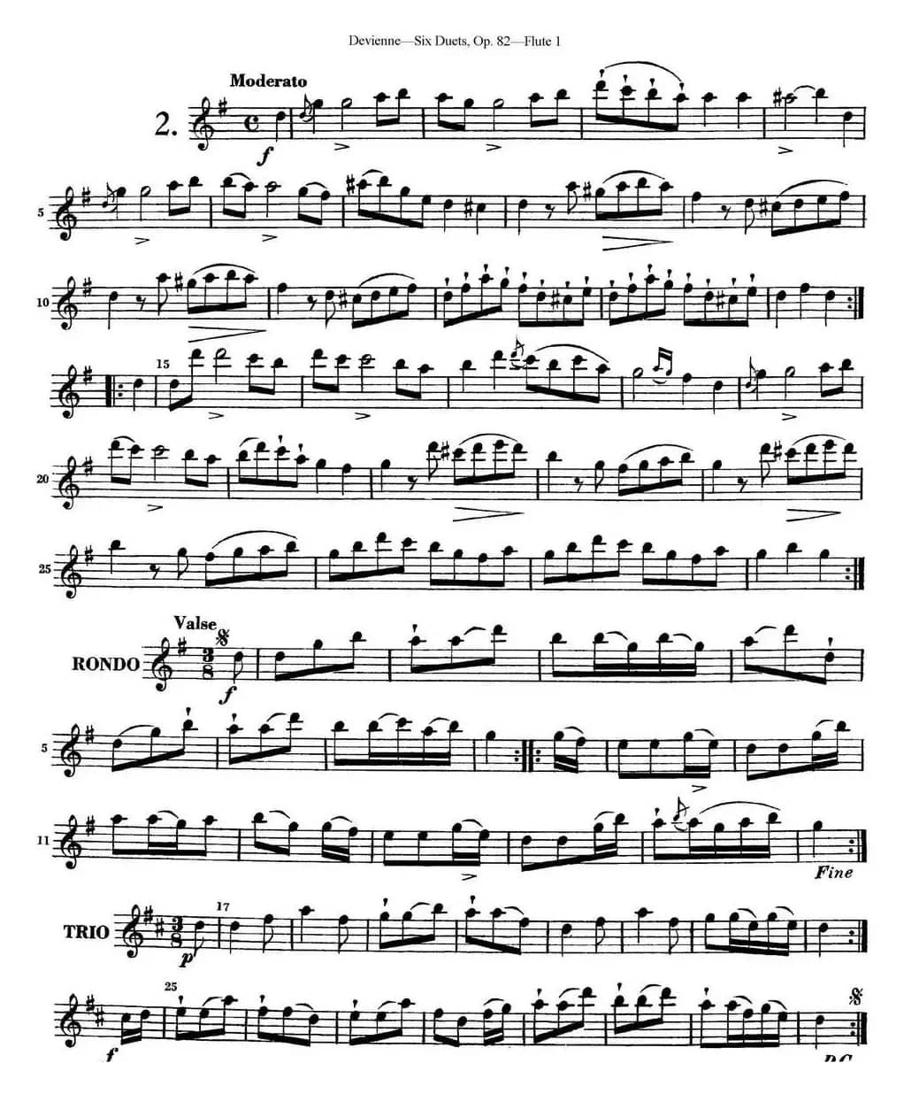 德维埃纳六个长笛二重奏小段Op.82——Flute 1（NO.2）