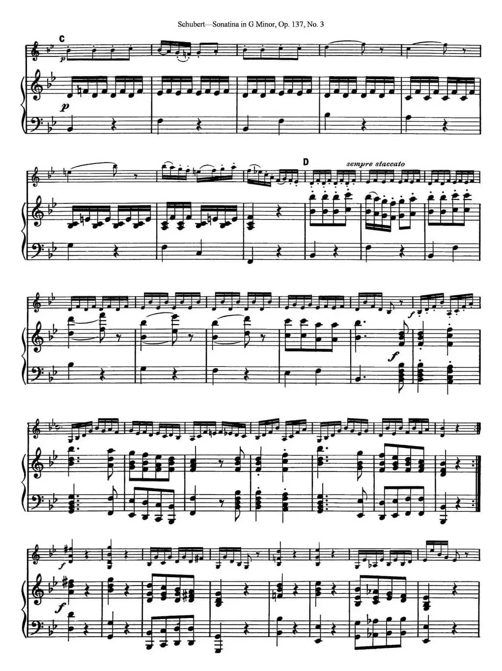 Violin Sonatina in G minor Op.137 No.3（小提琴+钢琴伴奏）