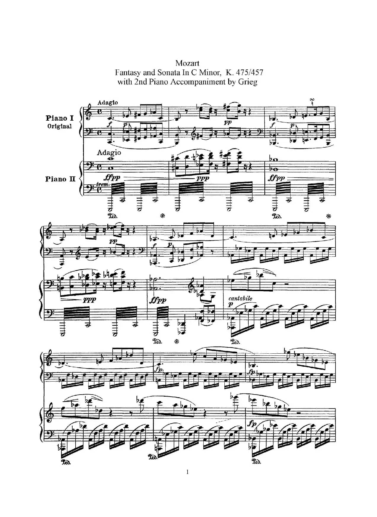 Piano Sonata in c Minor K.475,457 - 2 Pianos(根据21首钢琴奏鸣曲改编的双钢琴版钢琴奏鸣曲四首)