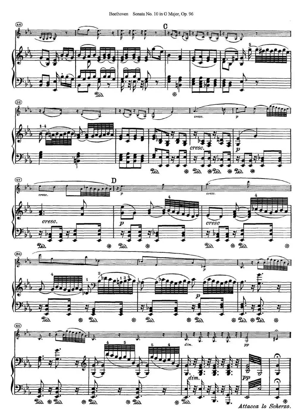 Violin Sonata No.10 in G Major Op.96（小提琴+钢琴伴奏）