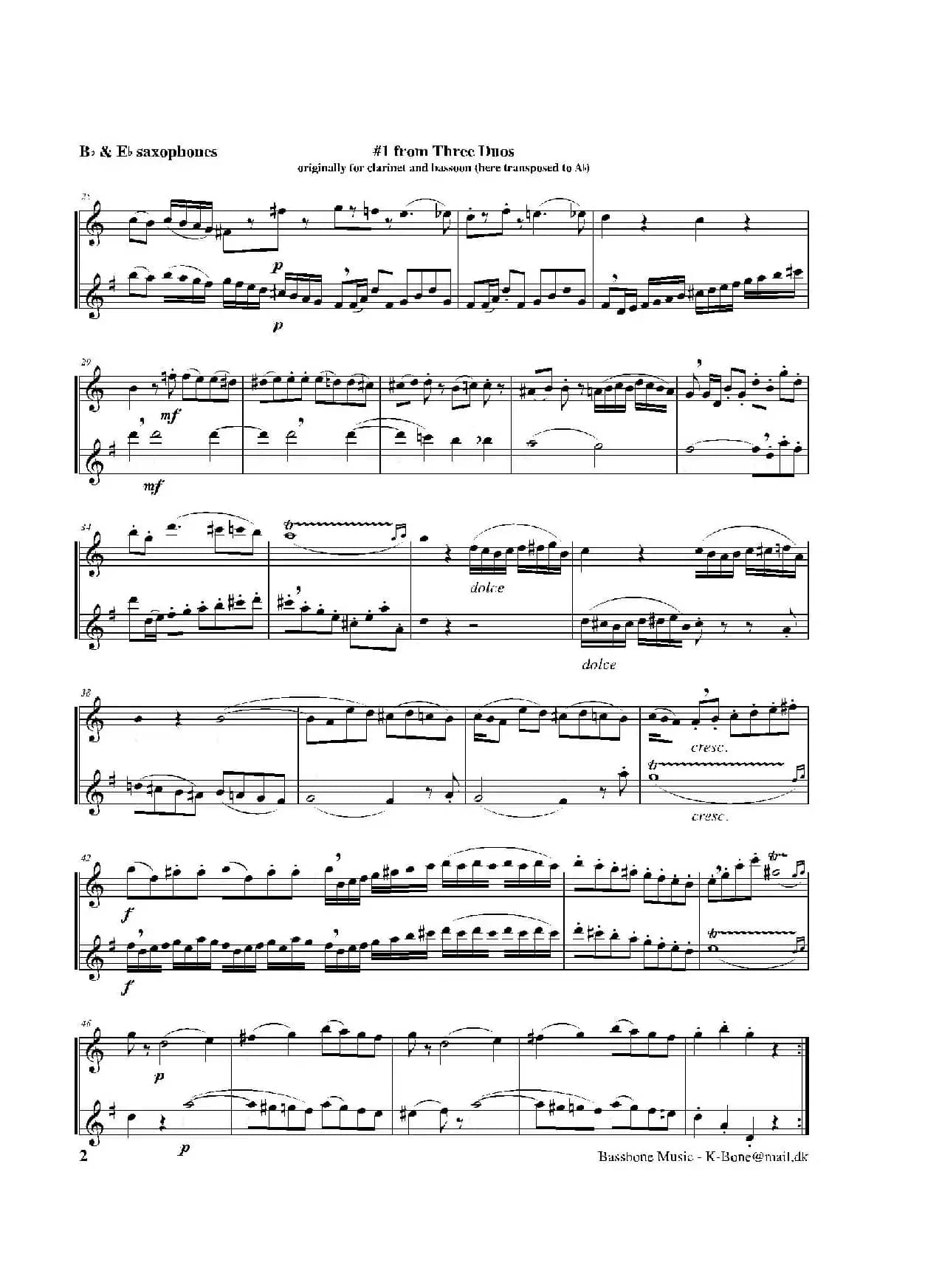 C大调二重奏—1（3首二重奏之一）