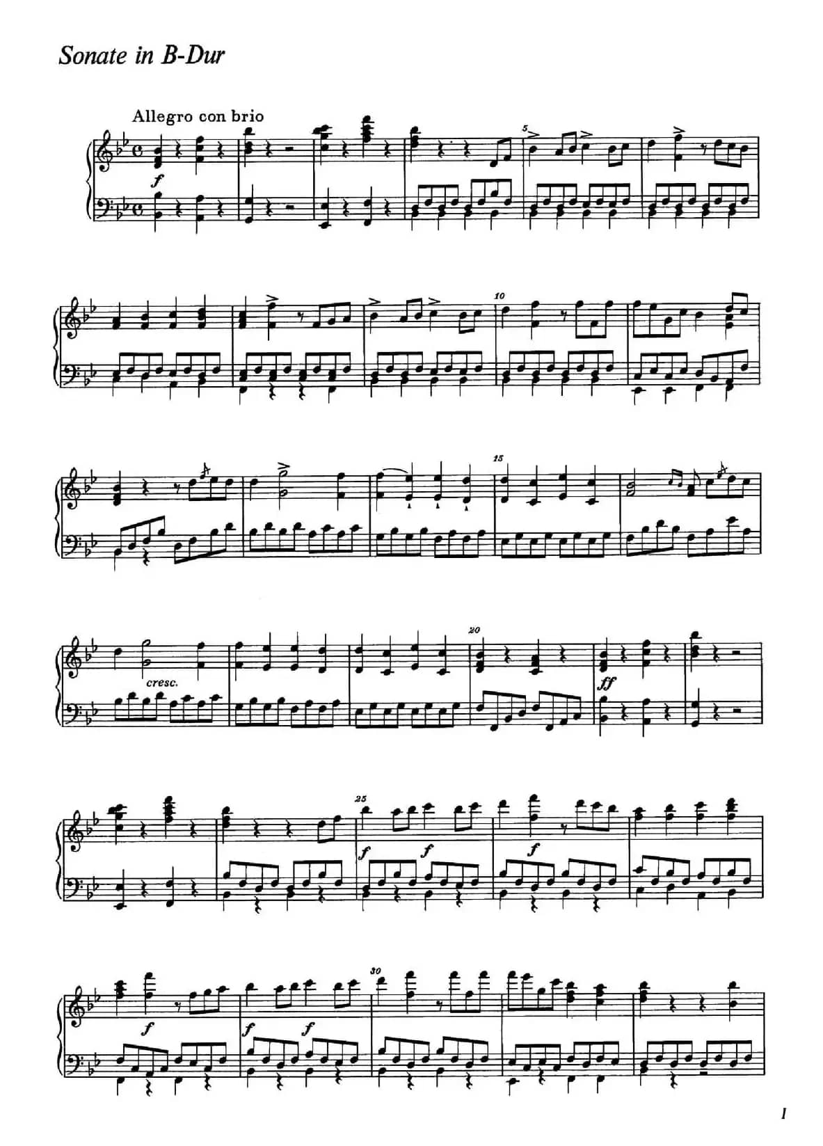 降B大调钢琴奏鸣曲 （Piano Sonata in B-flat Major Op.1）