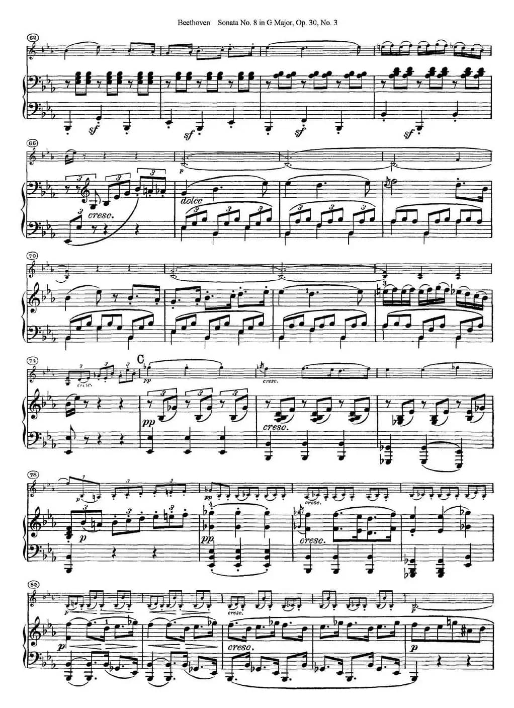 Violin Sonata No.8 in G Major Op.30 No.3（小提琴+钢琴伴奏）