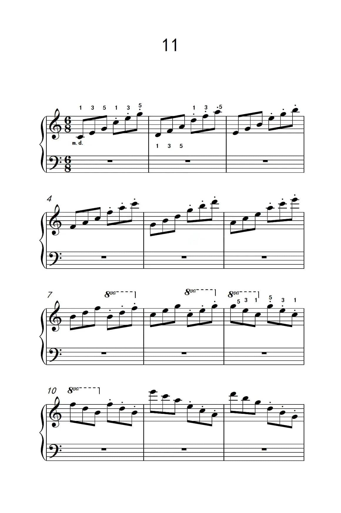 跳音练习 11（儿童钢琴手指练习 2）