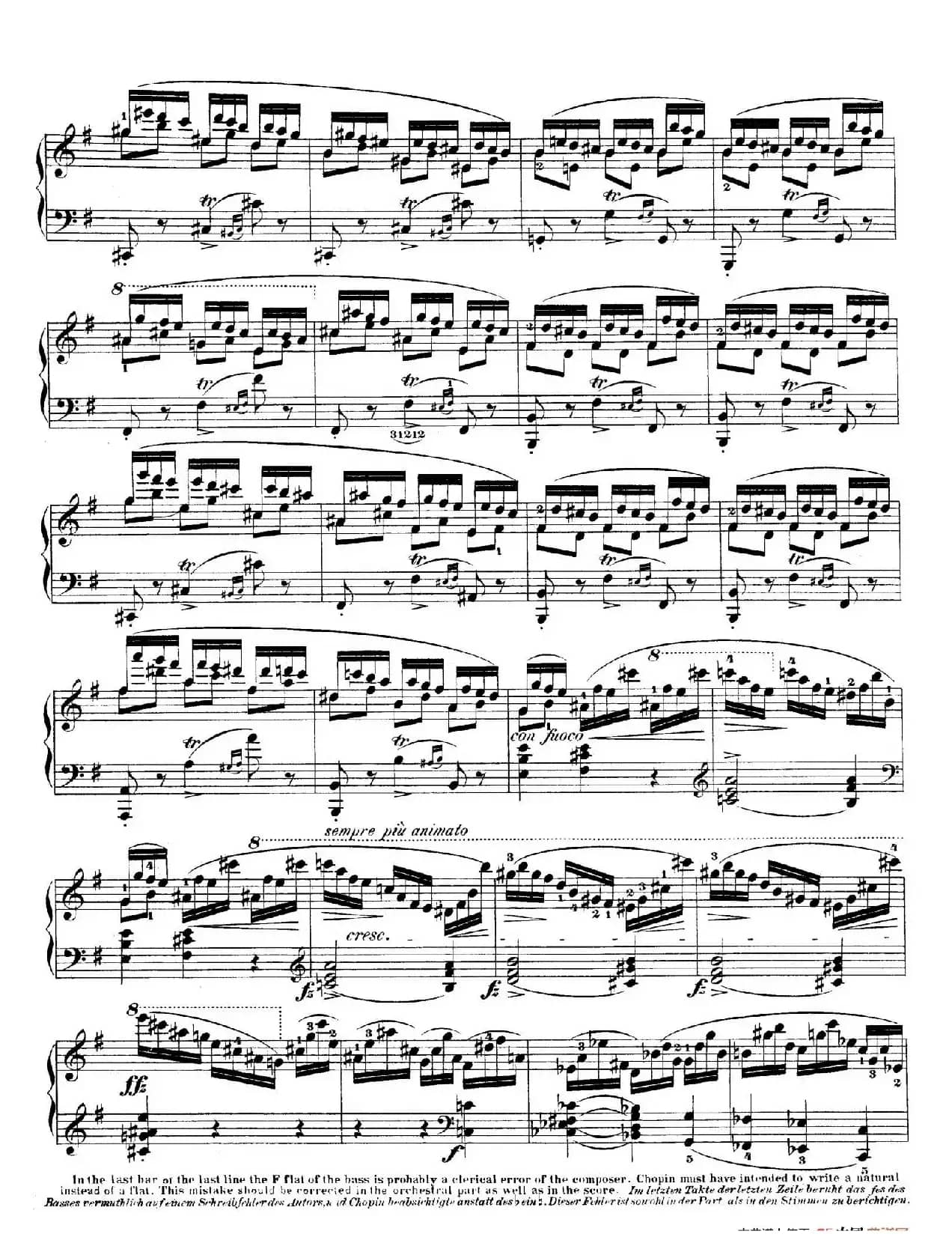 e小调第一钢琴协奏曲 Op.11(钢琴独奏版·第一乐章)