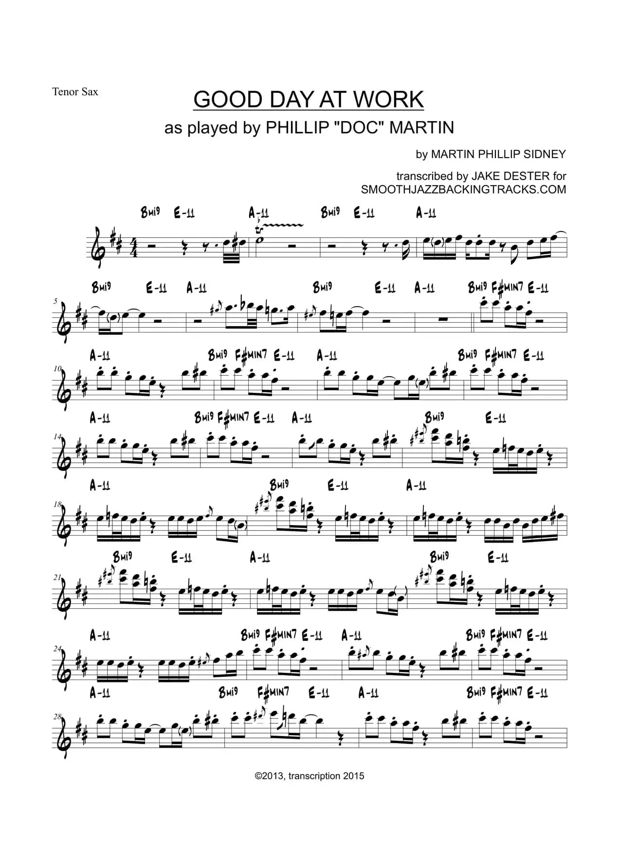 Good Day At Work（次中音萨克斯）