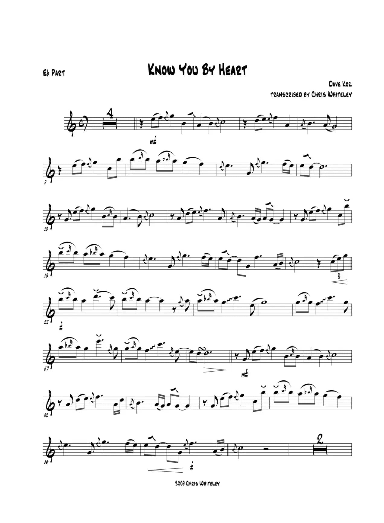 Know You By Heart（中音萨克斯）