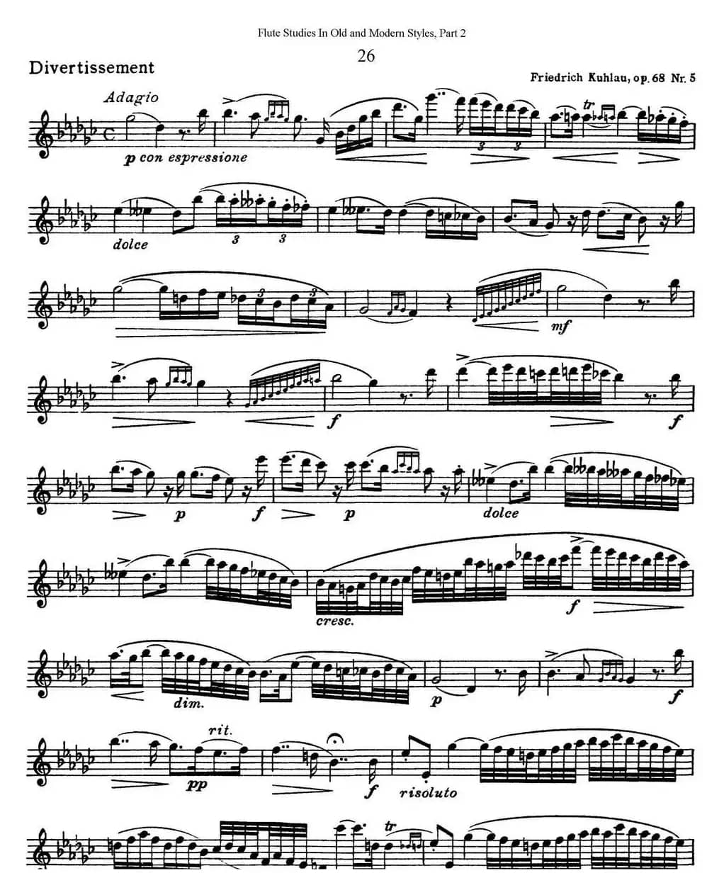 斯勒新老风格长笛练习重奏曲（第二部分）（NO.26）