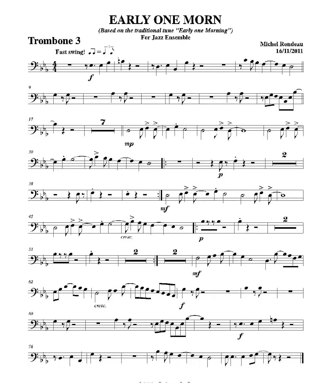 EARLY ONE MORN（第三长号分谱）