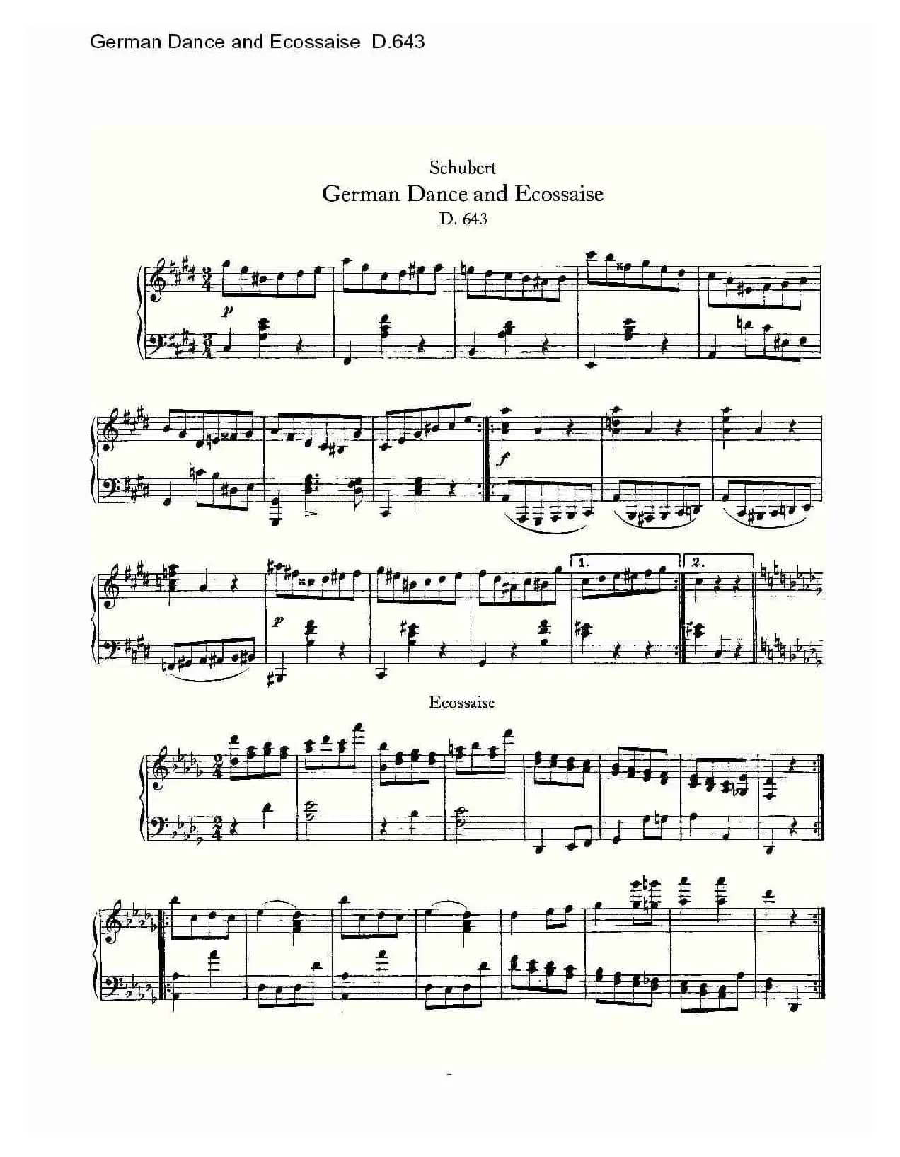 German Dance and Ecossaise D.643（德国舞曲与 Ecossaise）