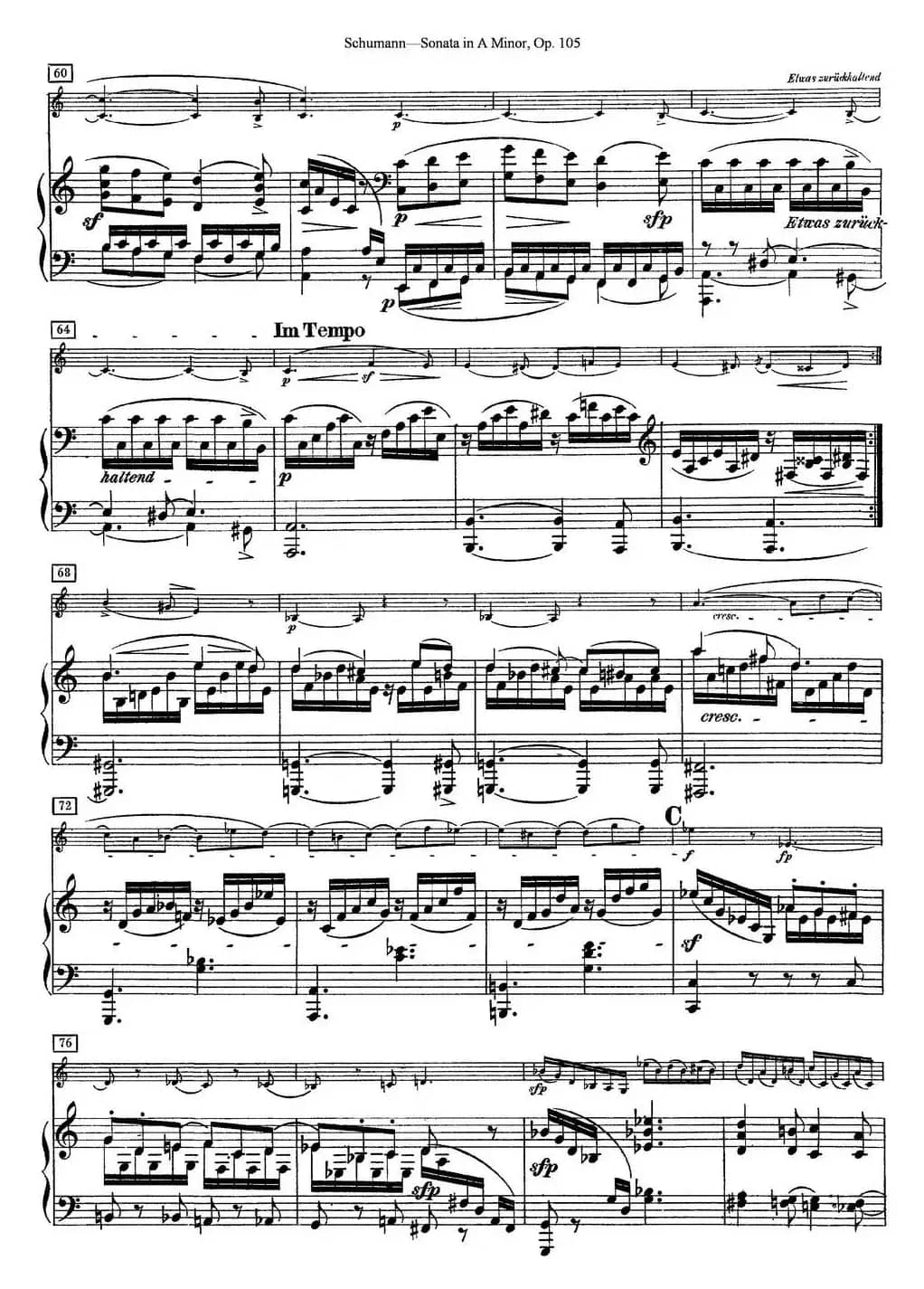 Violin Sonata in A minor Op.105（小提琴+钢琴伴奏）
