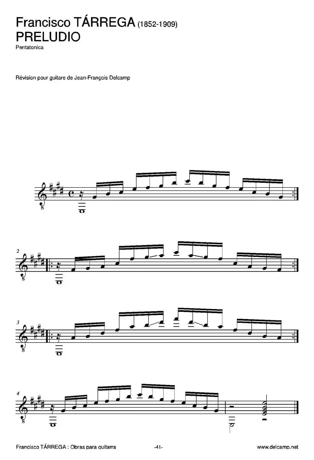 PRELUDIO(Pentatonica)（古典吉他）