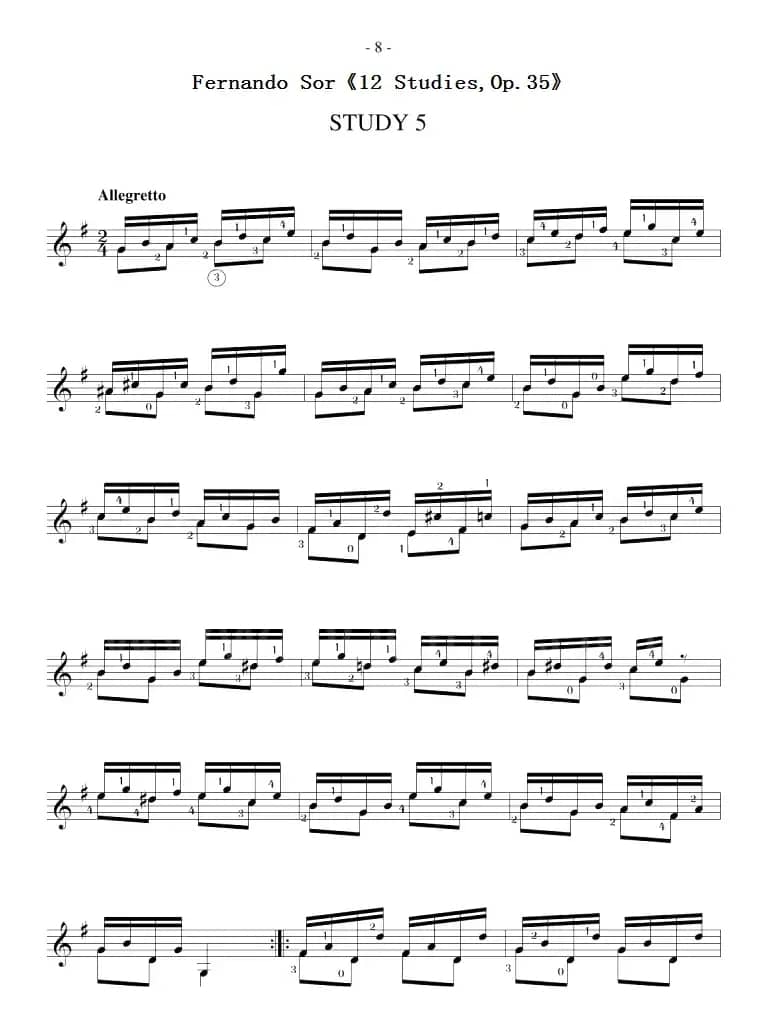Fernando Sor《12 Studies,Op.35》（STUDY 5）