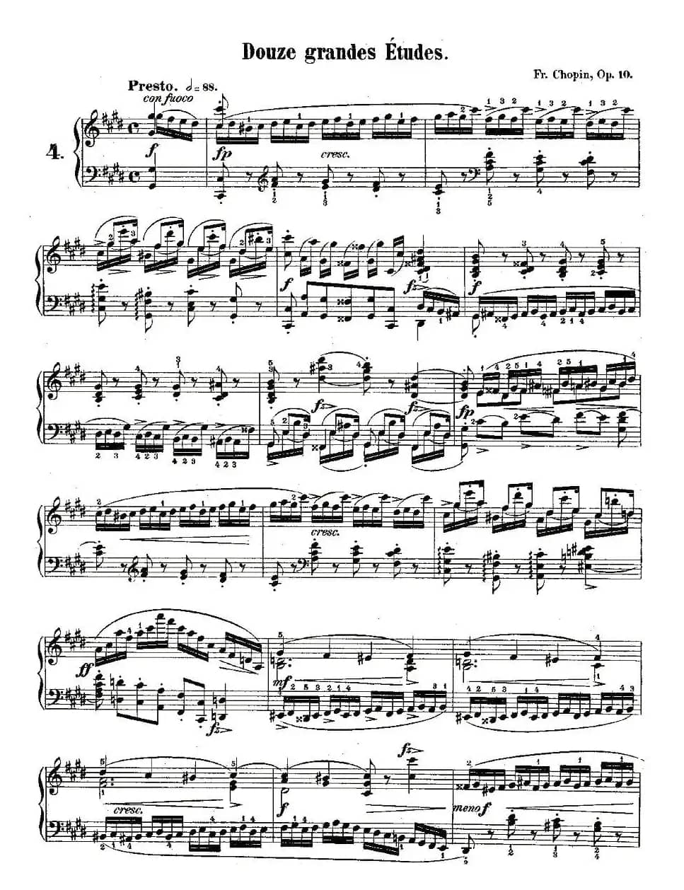 肖邦钢琴练习曲，Op.10之四