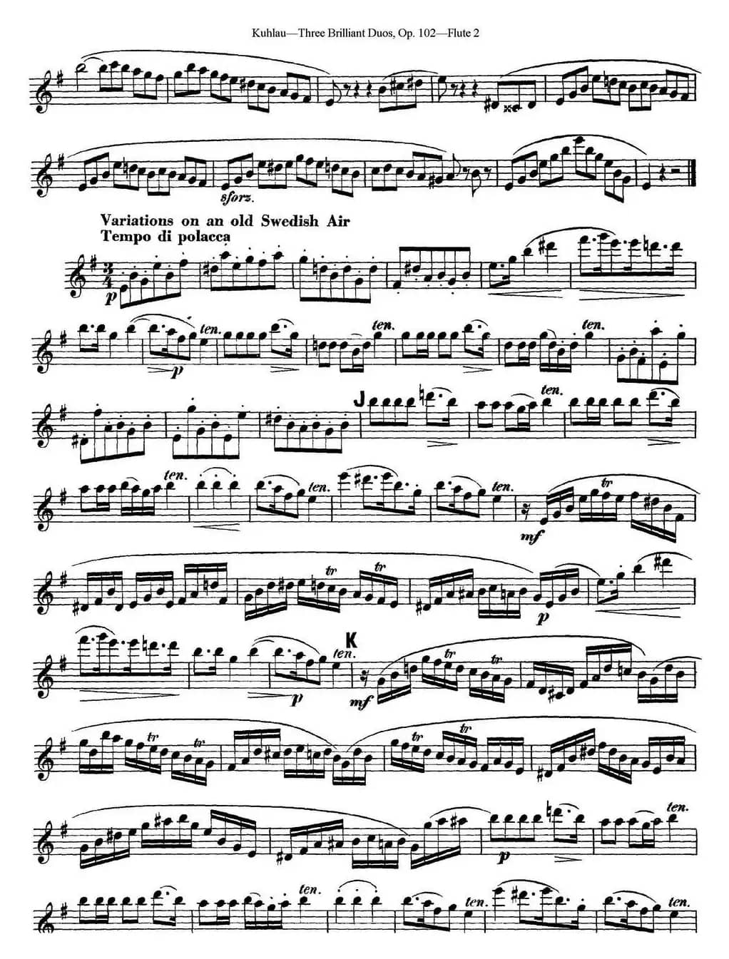 库劳长笛二重奏练习三段OP.102——Flute 2（NO.2）