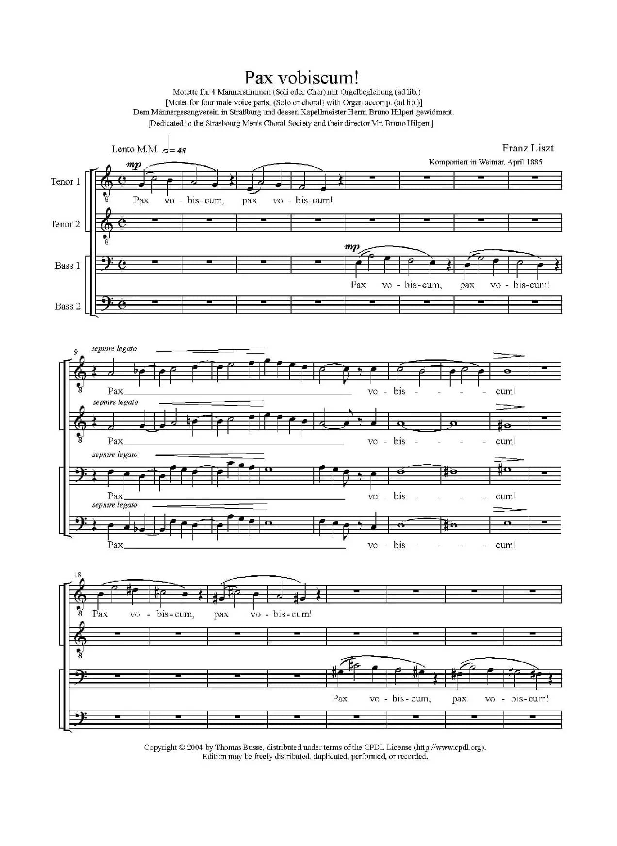 Pax Vobiscum（四重奏）