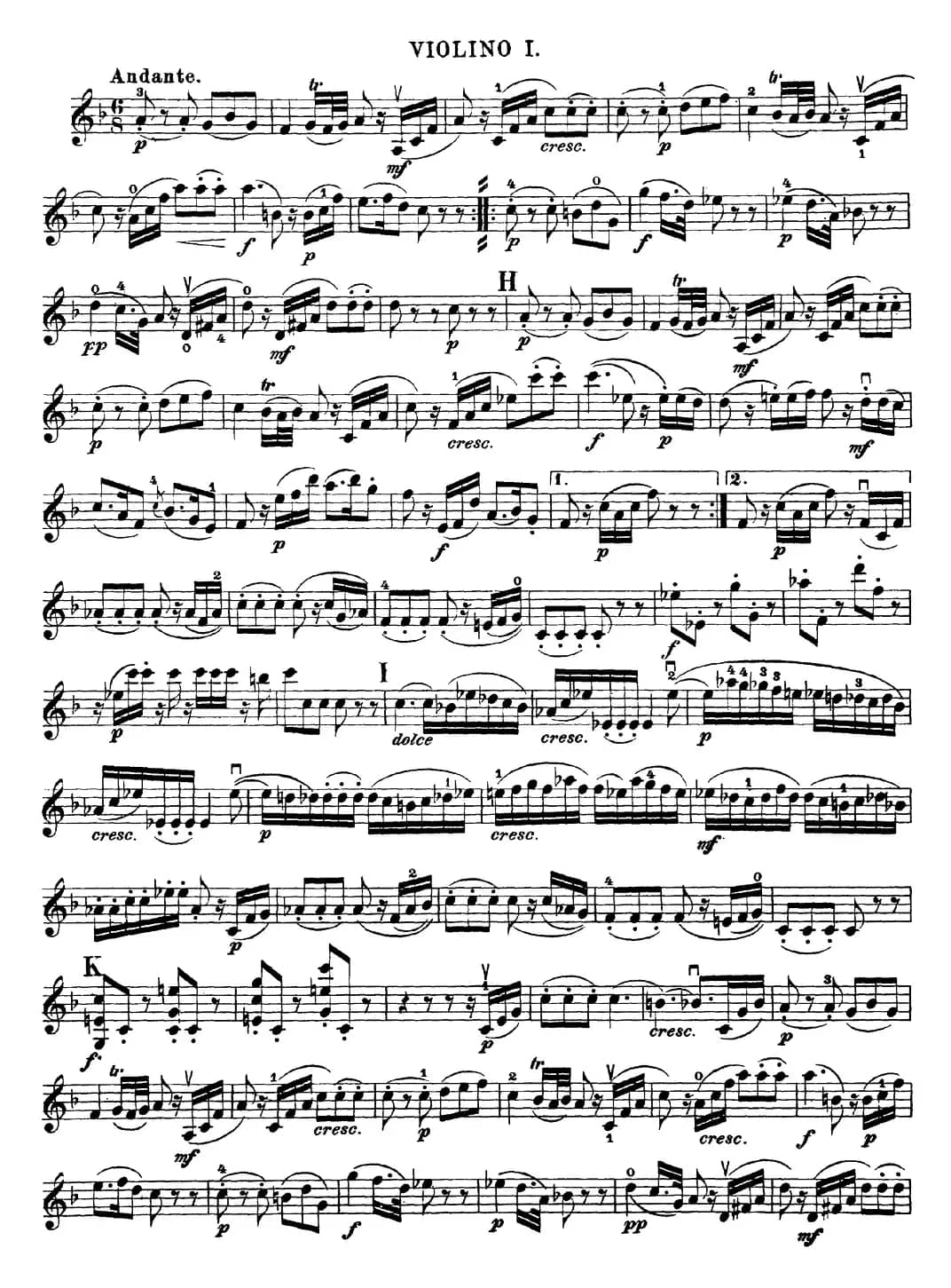Mozart《Quartet No.15 in D Minor,K.421》（Violin 1分谱）