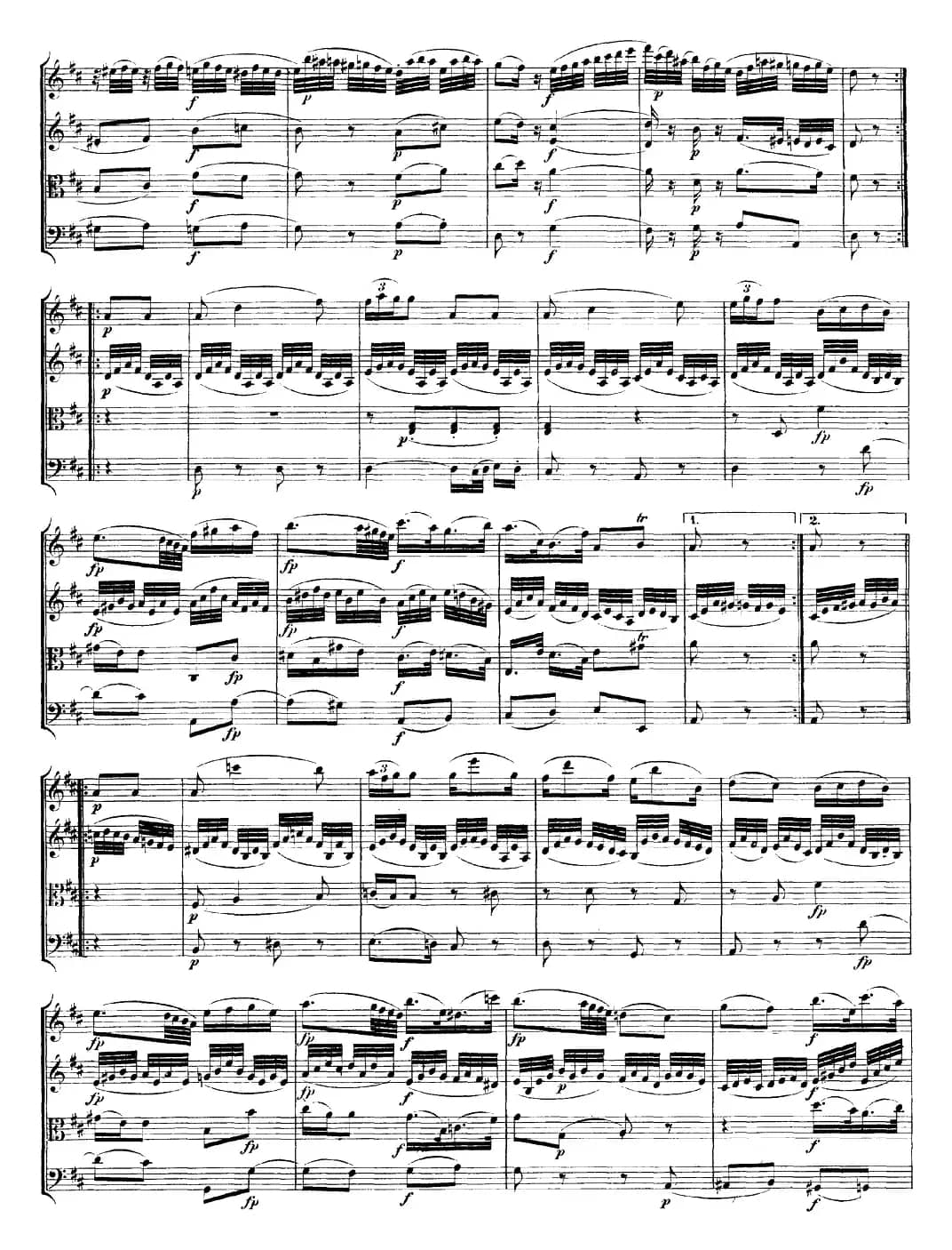 Mozart《Quartet No.18 in A Major,K.464》（总谱）