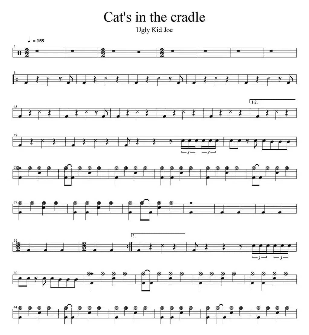 爵士鼓谱：Ugly Kid Joe - Cat's in the cradle