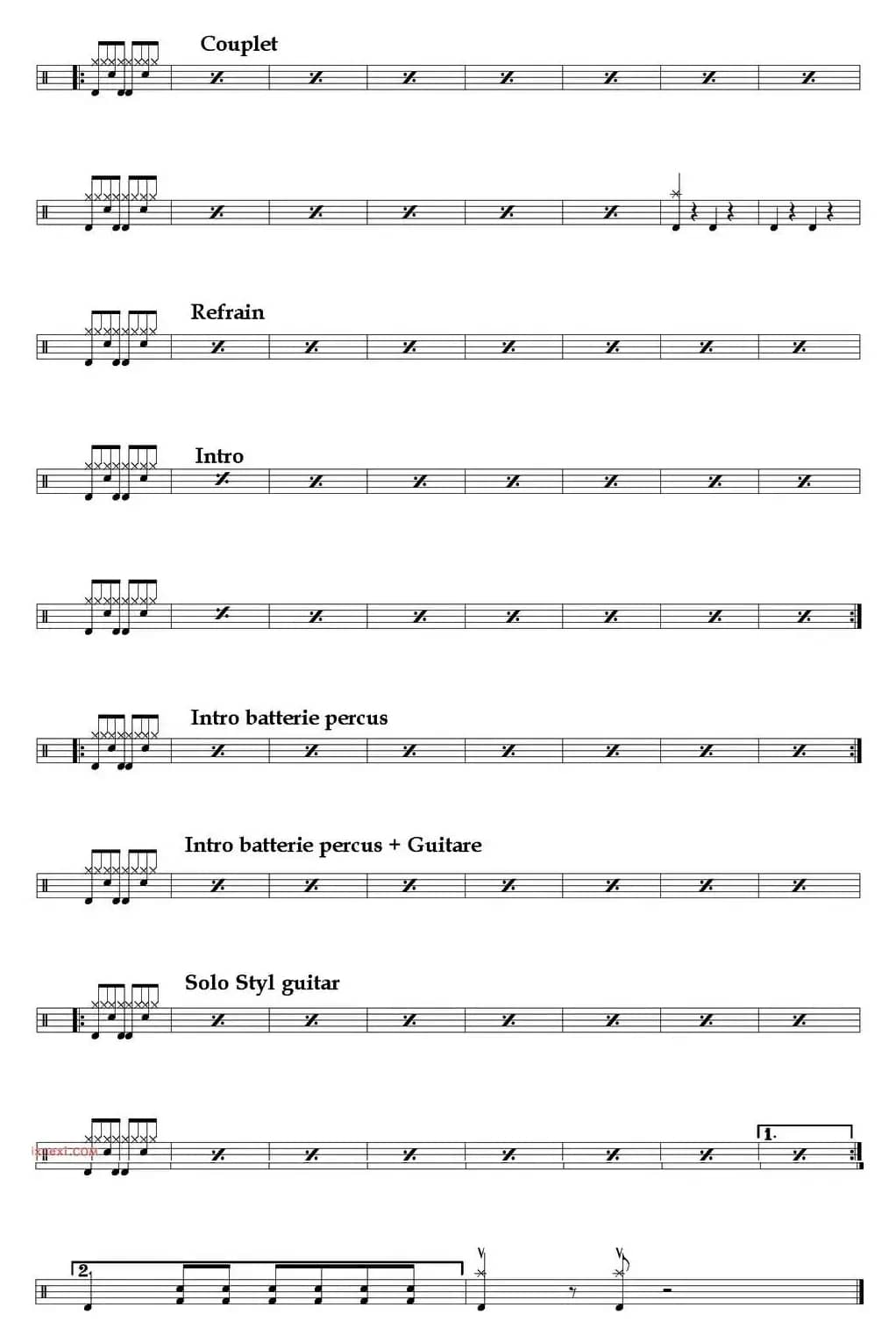 爵士鼓谱：Dire Straits - Walk of life