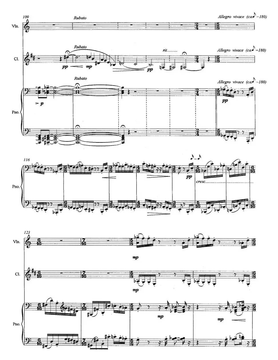 三重奏——遥远的曲调（小提琴+单簧管+钢琴）