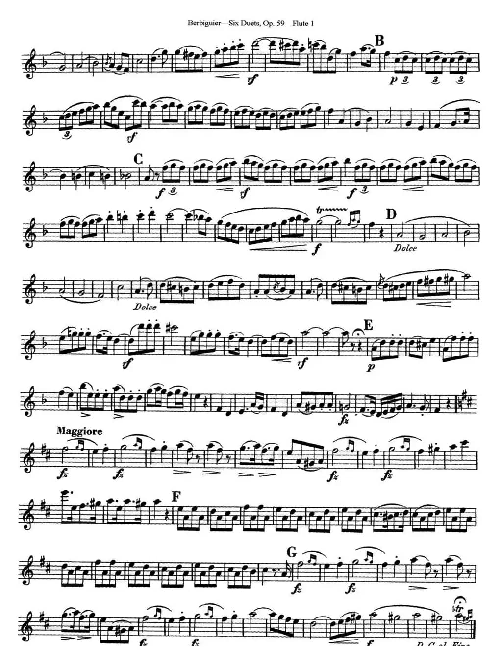 博比格6首长笛二重奏练习曲Op.59（Flute 1）