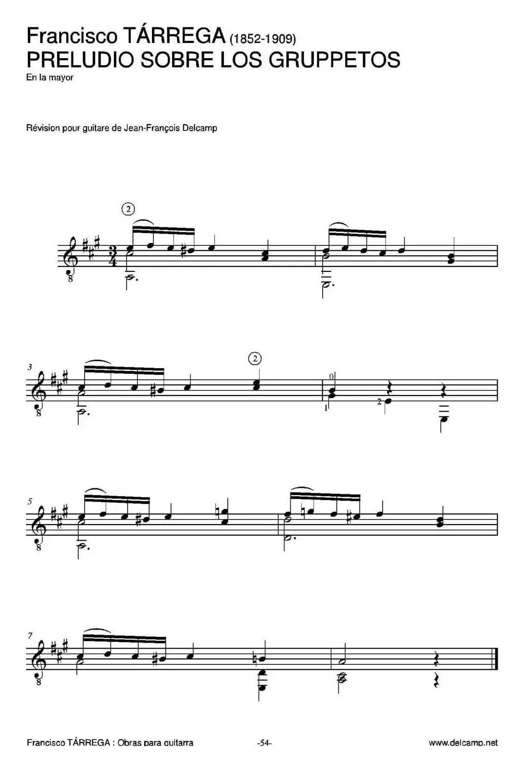 PRELUDIO SOBRE LOS GRUPPETOS(En la mayor)（古典吉他）