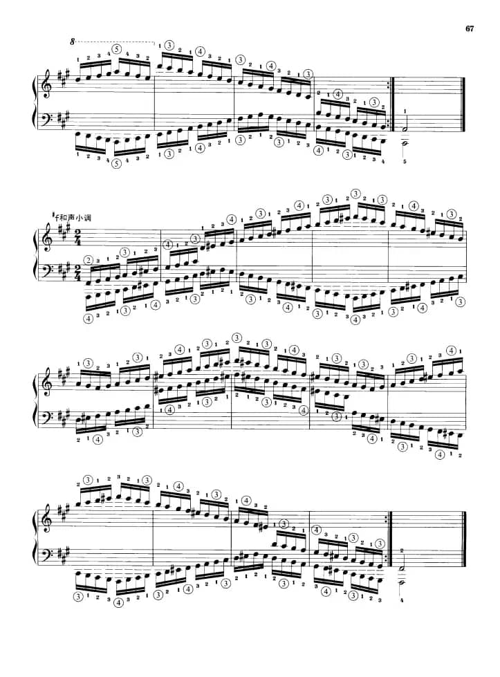 钢琴音阶练习：反向四个八度