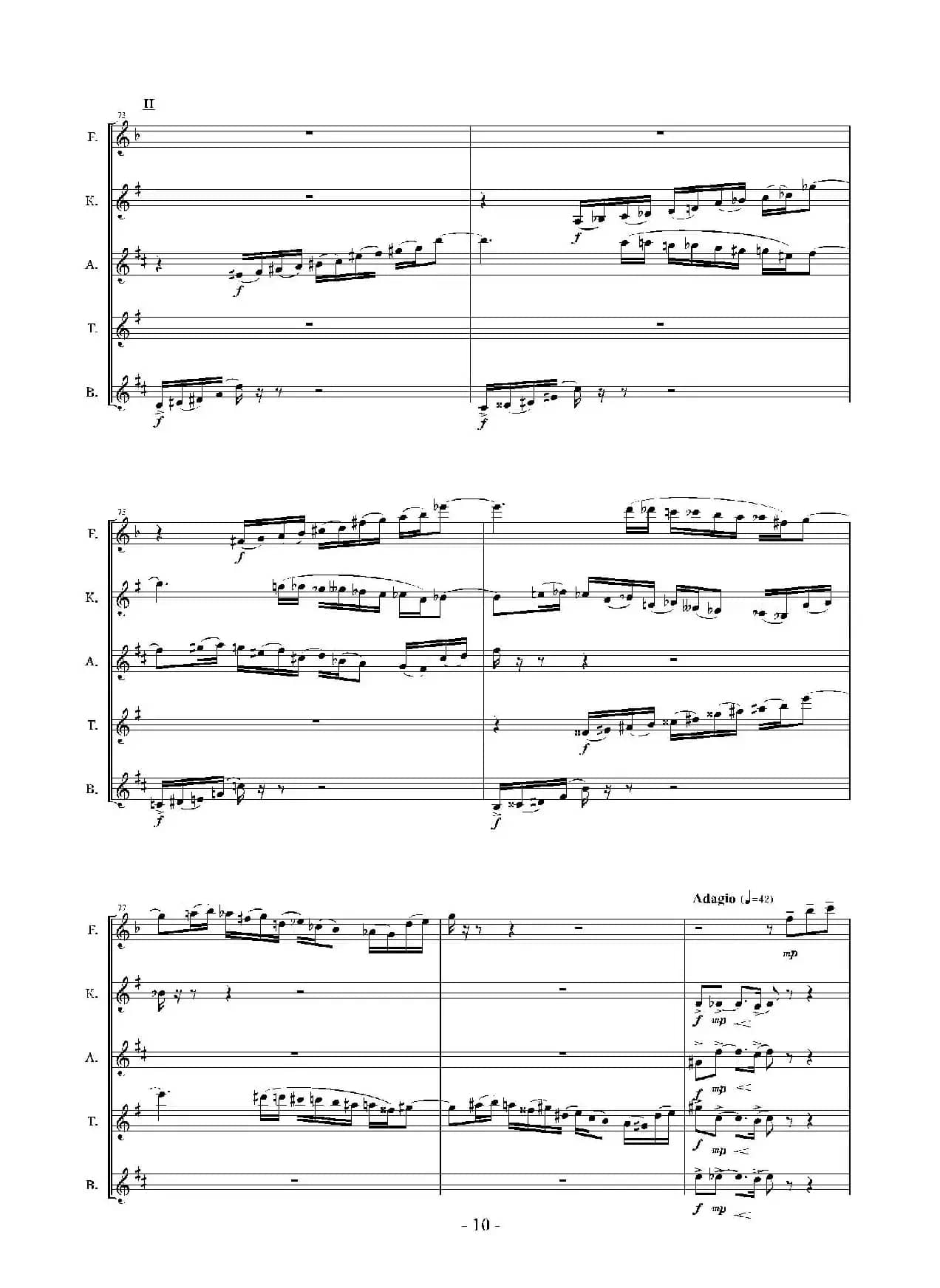 Landschaft mit Feldwege（木管五重奏、总谱）