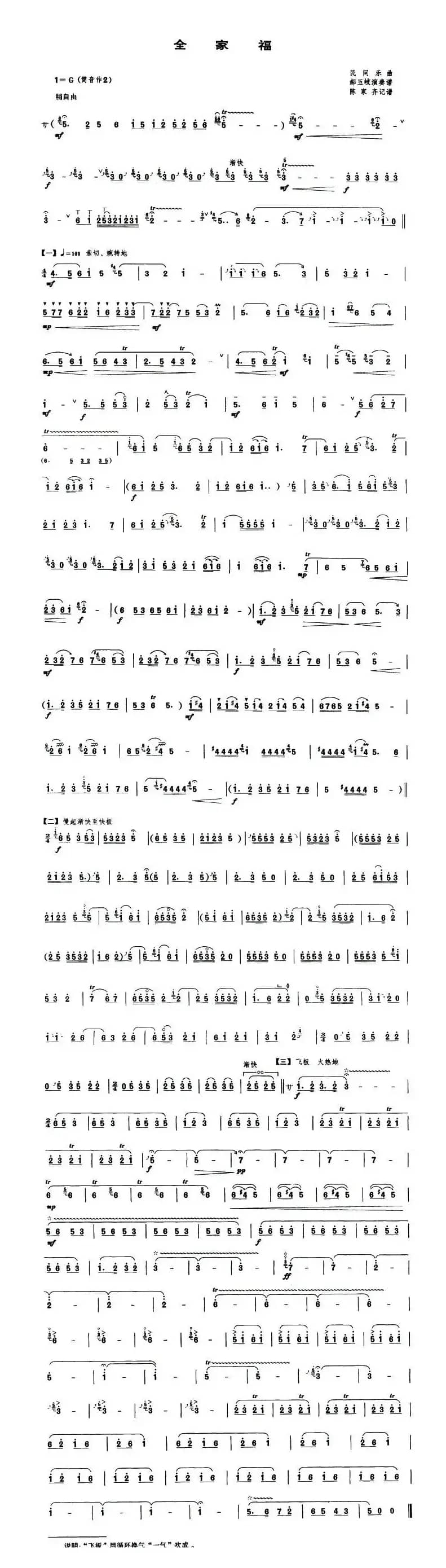 全家福（唢呐谱）