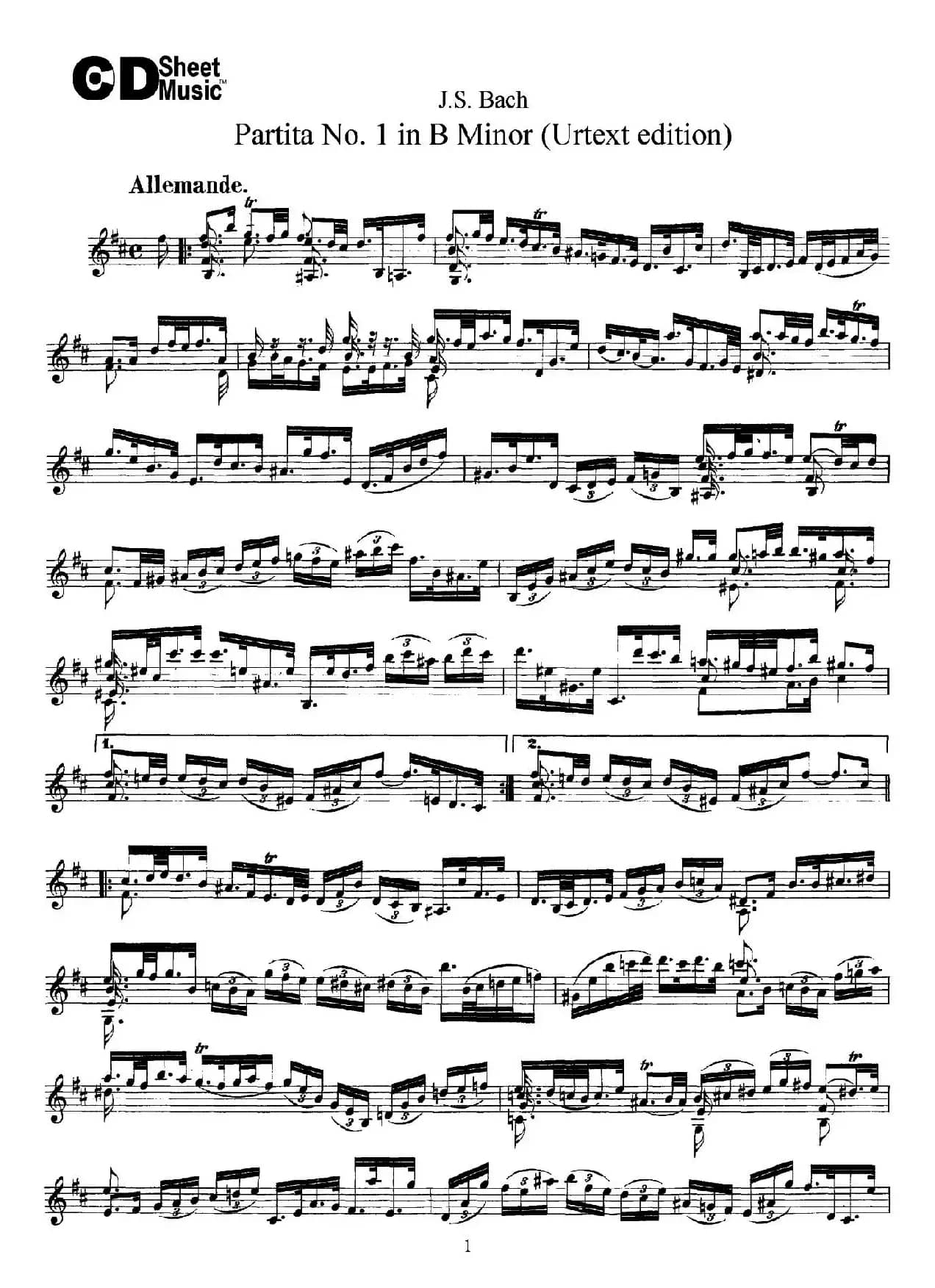 6 Violin Sonatas and Partitas 2.Partita No.1 B Minor（Urtext edition）