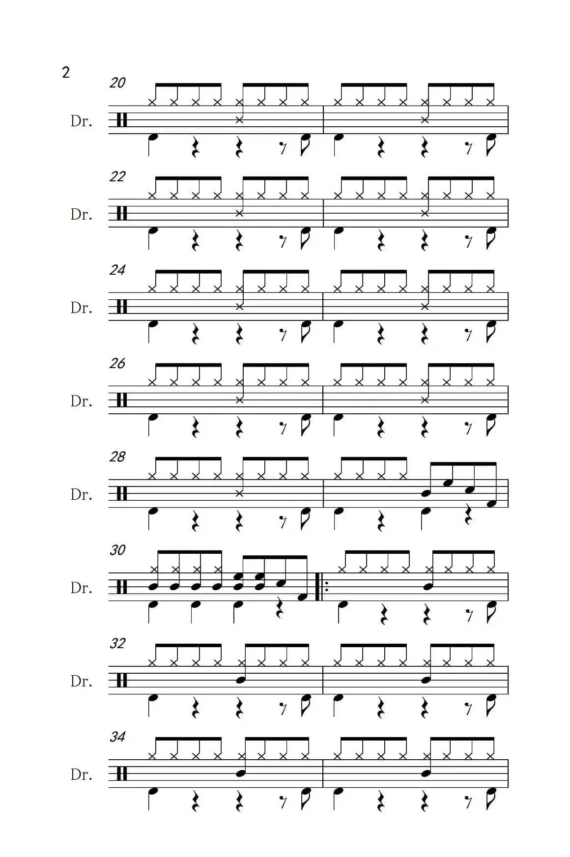 但愿人长久（架子鼓谱）