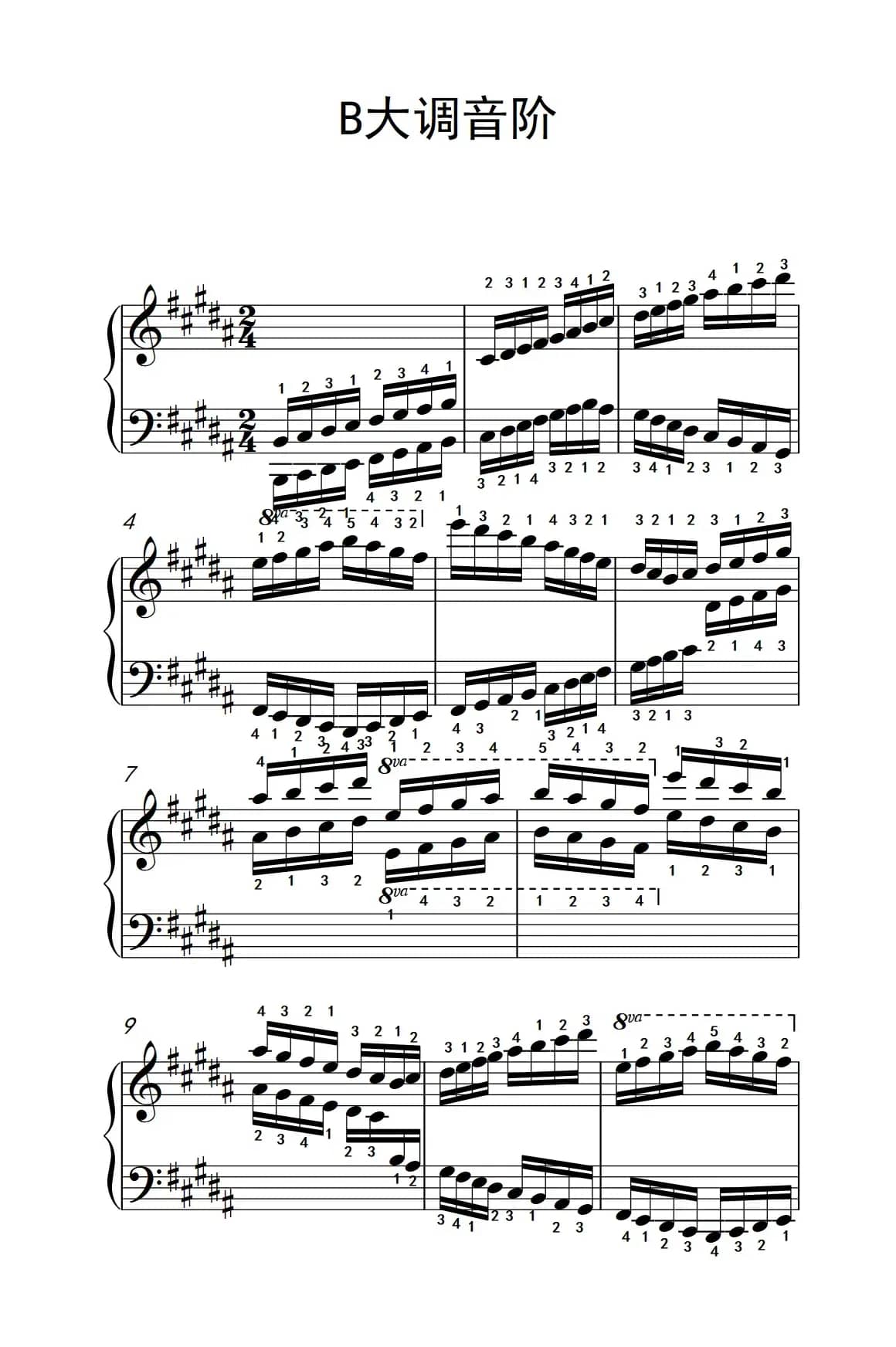 第九级19.B大调音阶（中央音乐学院 钢琴（业余）考级教程 7-9级）