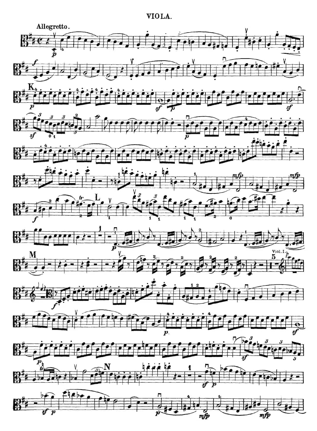 Mozart《Quartet No.21 in D Major,K.575》（Viola分谱）