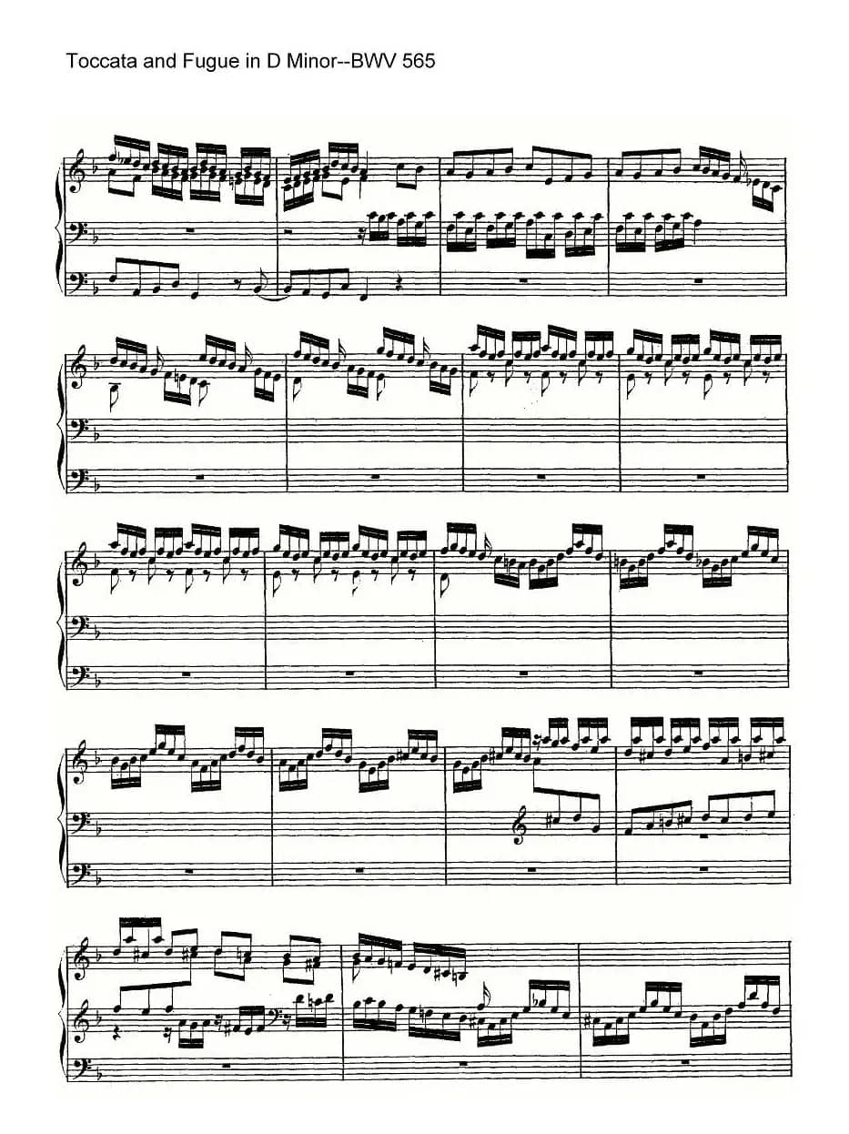 Toccata and Fugue in D Minor--BWV 565（管风琴谱）